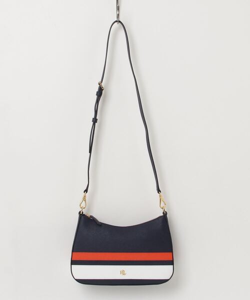 LAUREN RALPH ショルダーバッグ バッグ ストライプド レザー 