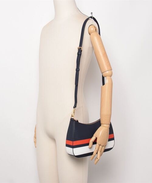 LAUREN RALPH ショルダーバッグ バッグ ストライプド レザー 