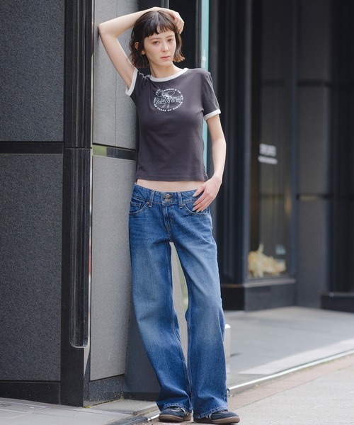 【 JEANS】◆クレスト リンガー Ｔシャツ◆正規品◆ Levi's tシャツ Levi's/リーバイス リンガーTシャツ レディース