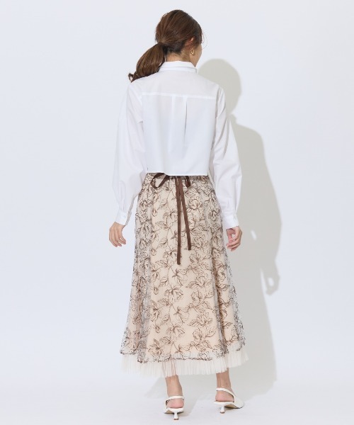 AND COUTURE スカート チュールヘムフローラルスカート
