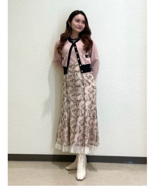 アンドクチュール 花柄 レース リボン チュール ヘム フローラル スカート AND COUTURE スカート チュールヘムフローラルスカート