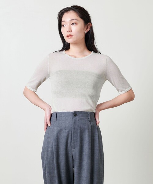 ニット セーター 「MARW UNITED ARROWS」5分袖 シアー ニット レディース MARW UNITED ARROWS ニット セーター 「MARW ARROWS」5分袖