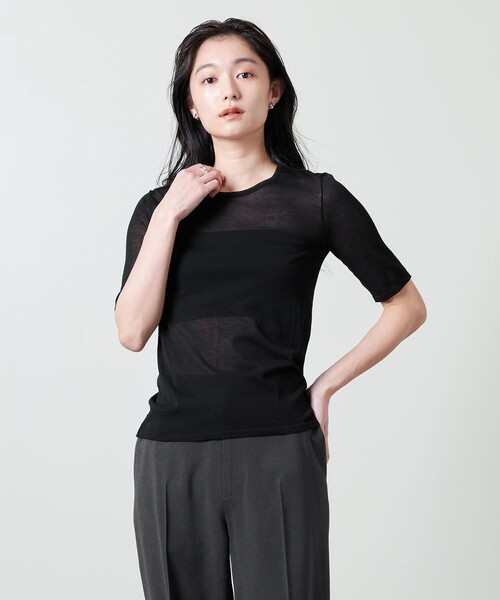 ニット セーター 「MARW UNITED ARROWS」5分袖 シアー ニット レディース