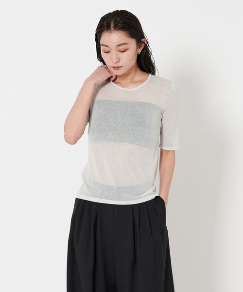 ニット セーター 「MARW UNITED ARROWS」5分袖 シアー ニット レディース MARW UNITED ARROWS ニット セーター 「MARW ARROWS」5分袖