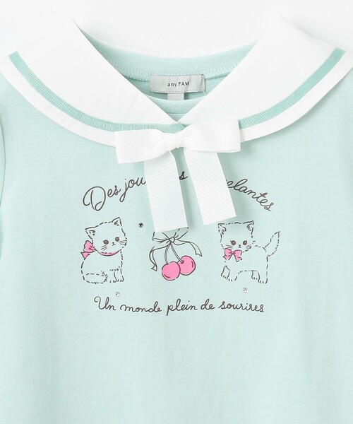 なつ様ご確認用。anyFAM ライトブルー 半袖Tシャツ any FAM tシャツ セーラーカラー Tシャツ キッズ 子供服 女の子