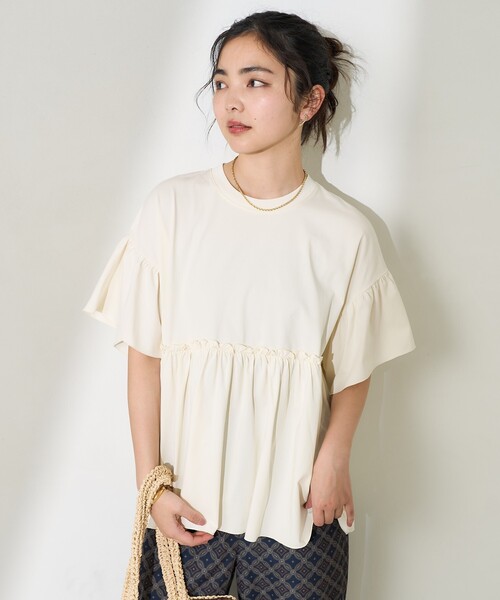 ファッションなデザイン FREAK'S STORE tシャツ multi functional 袖フリルショート トップス