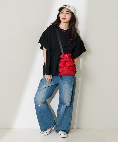 KarenWalker 袖フリルロンT FREAK'S STORE（フリークスストア） tシャツ 「UVカット」multi