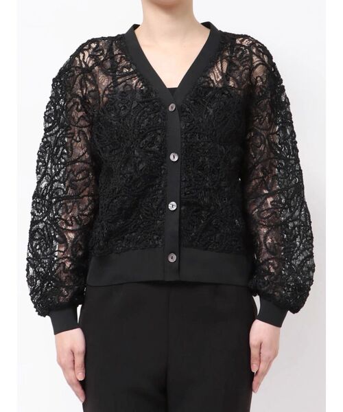 DOLCE＆GABBANA 七部丈カーディガン　黒　レース Dolce & Gabbana レースフロントニットカーディガン | Sendegaro JP