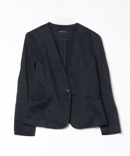 GREEN LABEL RELAXING ノーカラージャケット 38 ネイビー green label relaxing 「green relaxing」 ノーカラージャケット