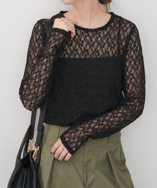 Spick＆Span（スピック アンド スパン） tシャツ ストレッチレース
