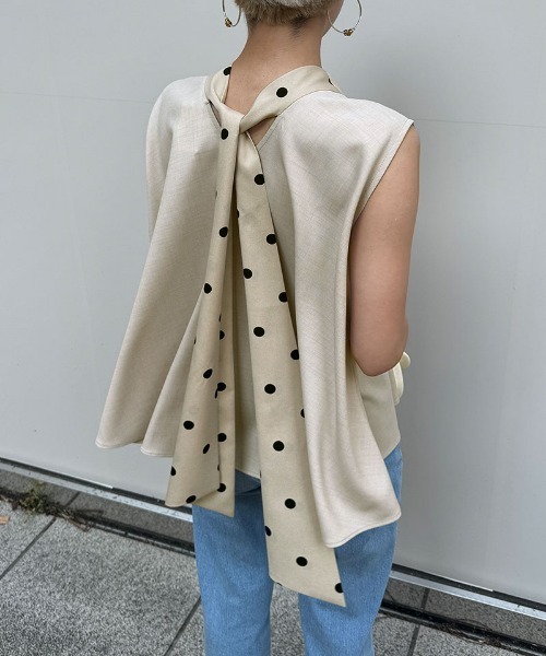 JENNE」 ノースリーブブラウス LARGE ネイビー レディース