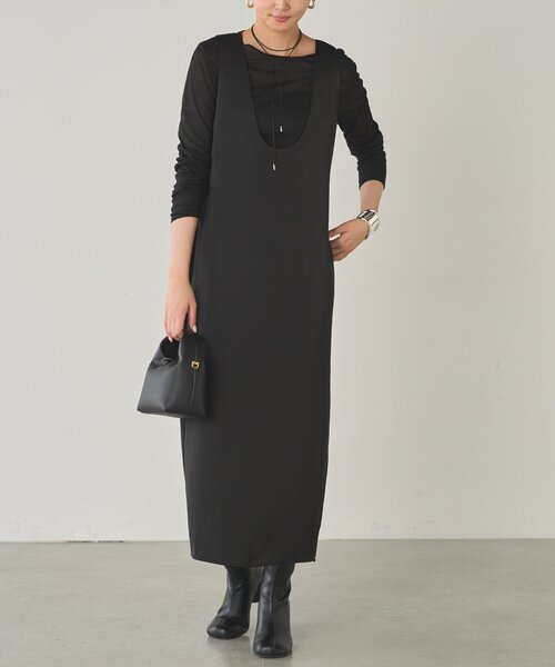 今期完売☆Loungedress ラウンジドレス シアーブルゾン ブラック☆新品 Loungedress（ラウンジドレス） ワンピース サテンタンクワンピース