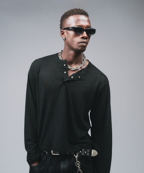 ANDER HUNK ヘンリーネック tシャツ Metal Henryneck Sier Top /メタル