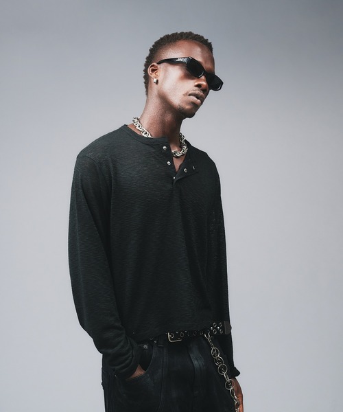 ANDER HUNK ヘンリーネック tシャツ Metal Henryneck Sier Top /メタル