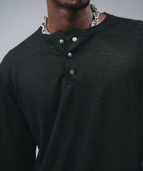 ANDER HUNK ヘンリーネック tシャツ Metal Henryneck Sier Top /メタル