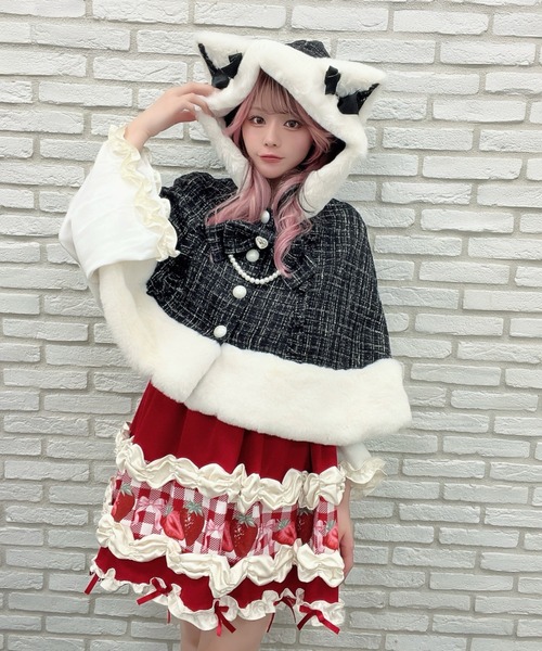 Ank Rouge（アンクルージュ） ポンチョ ネコちゃんキラキラツイード