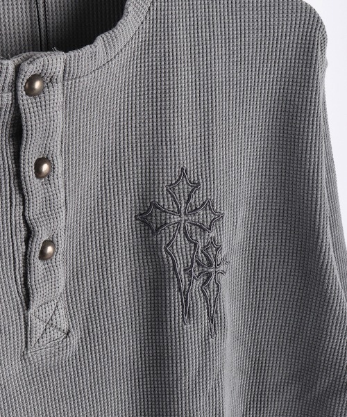 WESTSEA tシャツ ヴィンテージ風 クロス刺繍 ワッフル生地