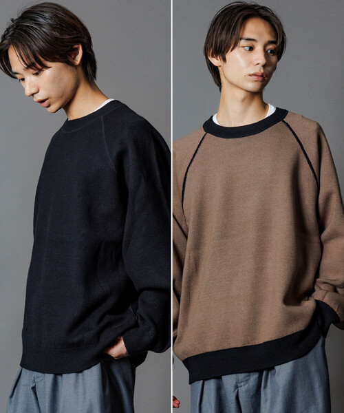 スコットネス グレー &黒カシミヤ100%リバーシブル クルーネック セーター スコットネス グレー &黒カシミヤ100%リバーシブル クルーネック