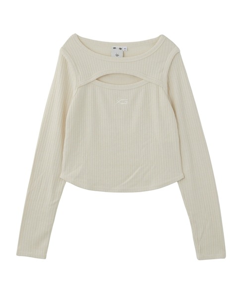 X-girl（エックスガール） tシャツ FRONT SLIT RIB L/S TOP レディース