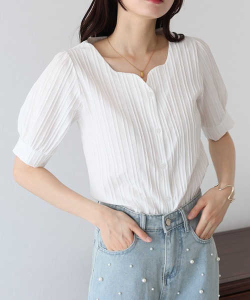 「BLUEEAST」 半袖ブラウス MEDIUM ベージュ レディース_画像2