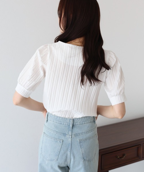 「BLUEEAST」 半袖ブラウス MEDIUM ベージュ レディース_画像6