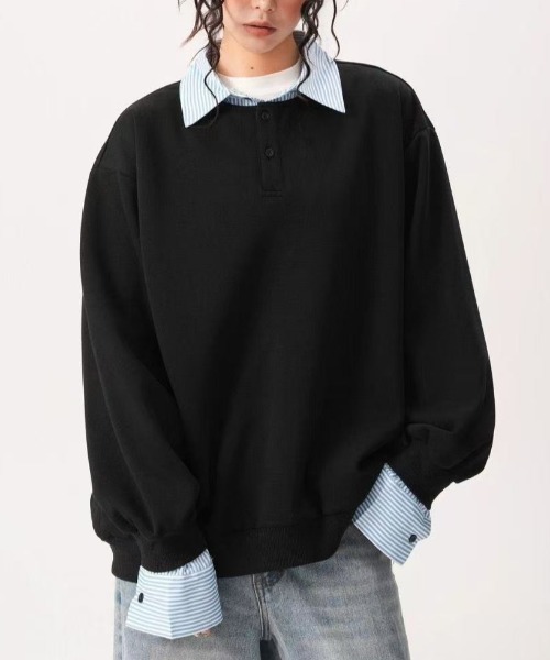 FreeZone シャツ フェイクレイヤード シャツ切替カットソー メンズ