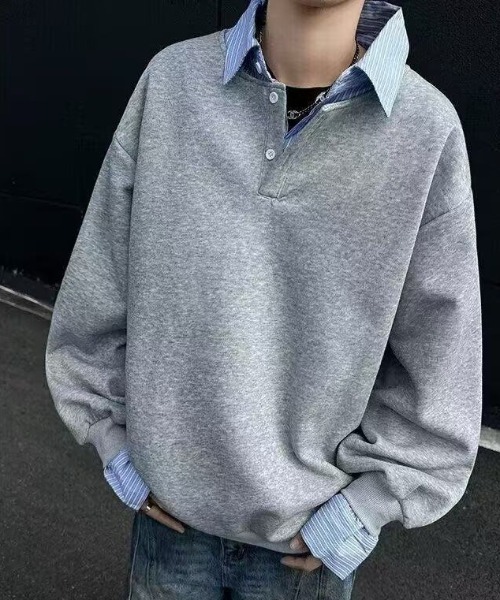 FreeZone シャツ フェイクレイヤード シャツ切替カットソー メンズ