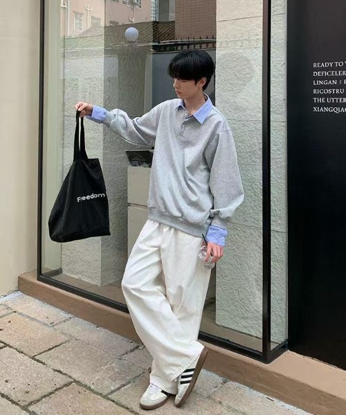FreeZone シャツ フェイクレイヤード シャツ切替カットソー メンズ