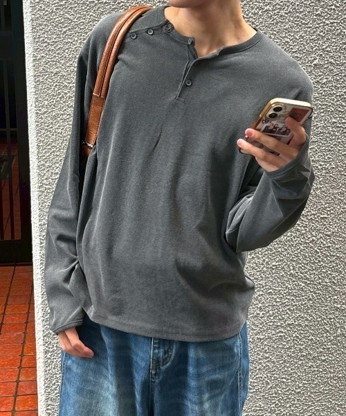 Chikashitsu+（チカシツプラス） ヘンリーネック tシャツ メンズ