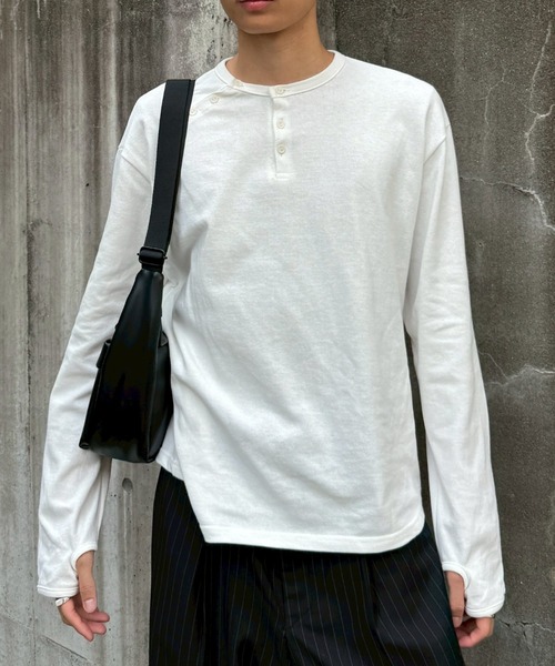 Chikashitsu+（チカシツプラス） ヘンリーネック tシャツ メンズ