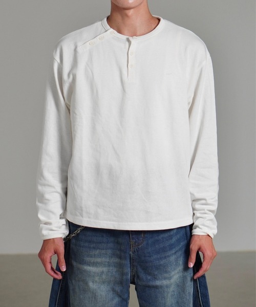 Chikashitsu+（チカシツプラス） ヘンリーネック tシャツ メンズ