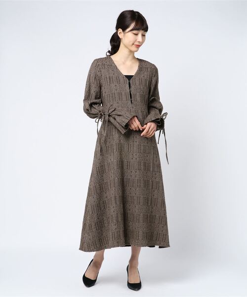 「ELIN」 長袖ワンピース 36 ブラウン レディース_画像8