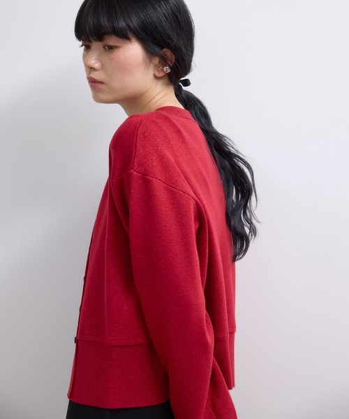 新品ADAM ET ROPE'（アダム エ ロペ） コンパクトロゴカーディガン ADAM ET ROPÉ FEMME(アダム エ ロペ ファム) / 【WEB限定】ラメニット