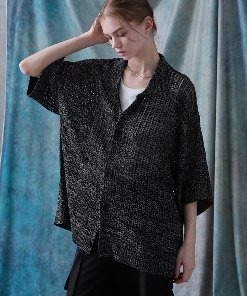 「SERACE」 ニットカーディガン L ブルー メンズ_画像5