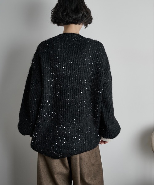 THE Yon カーディガン ビジューアクセントウールニットカーデ