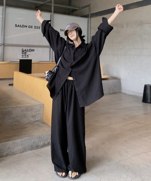 Apolina セットアップ Aelina セットアップ リラックスシャツリボンスラックスセットアップ