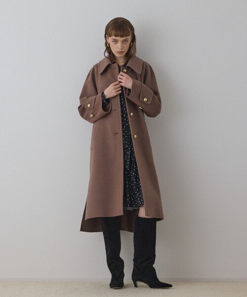 近年モデル 完売 グレースコンチネンタル ダブルリバーコート 金ボタン 36 GRACE CONTINENTAL（グレースコンチネンタル） ステンカラーコート