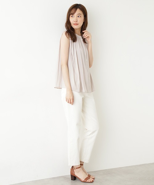「NATURAL BEAUTY BASIC」 ノースリーブブラウス MEDIUM ベージュ レディース_画像5