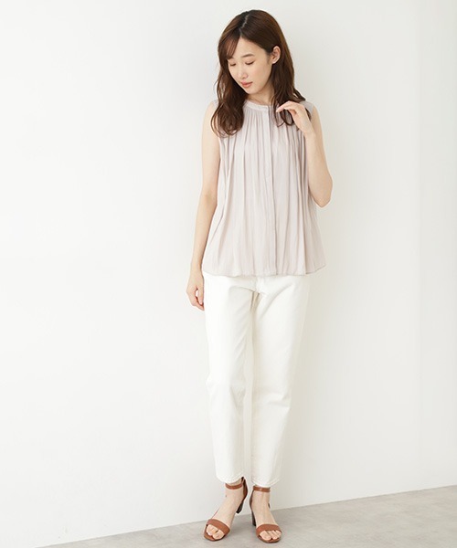 「NATURAL BEAUTY BASIC」 ノースリーブブラウス MEDIUM ベージュ レディース_画像8
