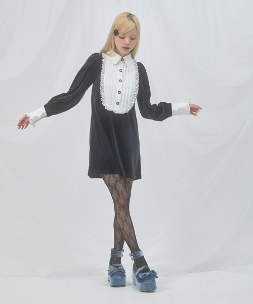 Fickle Bebe（フィクルベベ） ワンピース クラシカルベロアワンピース