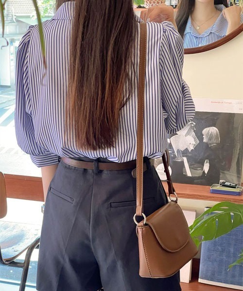 「SONA」 「designedbyi.got.c」半袖シャツ FREE ブルー レディース_画像6