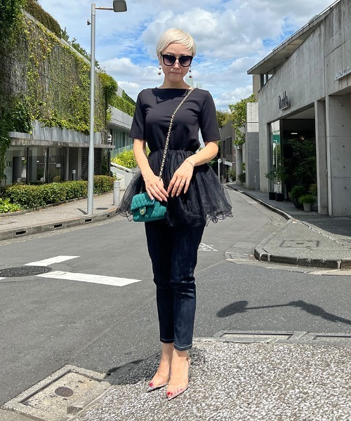 「JENNE」 半袖カットソー LARGE ブラック レディース_画像2
