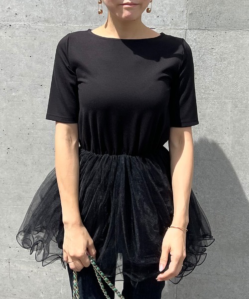 「JENNE」 半袖カットソー LARGE ブラック レディース_画像3