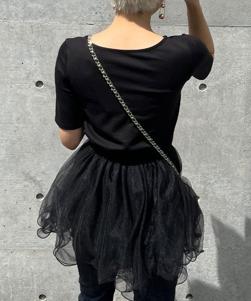 「JENNE」 半袖カットソー LARGE ブラック レディース_画像4