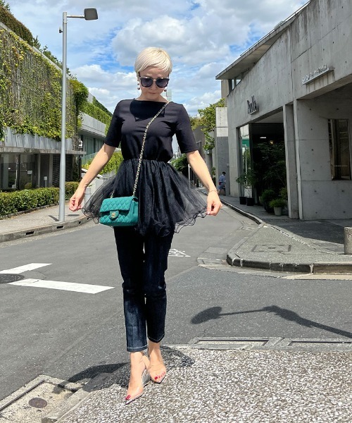 「JENNE」 半袖カットソー LARGE ブラック レディース_画像5