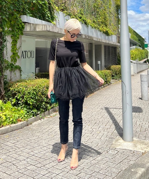 「JENNE」 半袖カットソー LARGE ブラック レディース_画像8
