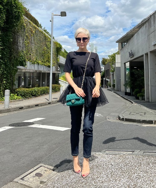 「JENNE」 半袖カットソー LARGE ブラック レディース_画像9