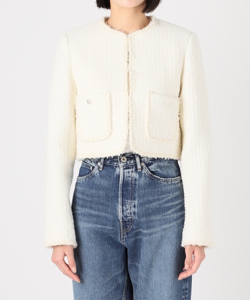 「U by SPICK&SPAN」 ノーカラージャケット FREE ブルー レディース_画像9