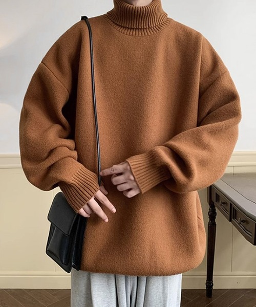 「JOHNNY WOLF」 タートルネックニット M モカ メンズ_画像7