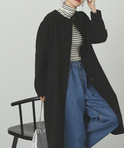 「FREE'S MART」 ノーカラーコート SMALL ベージュ レディース_画像3